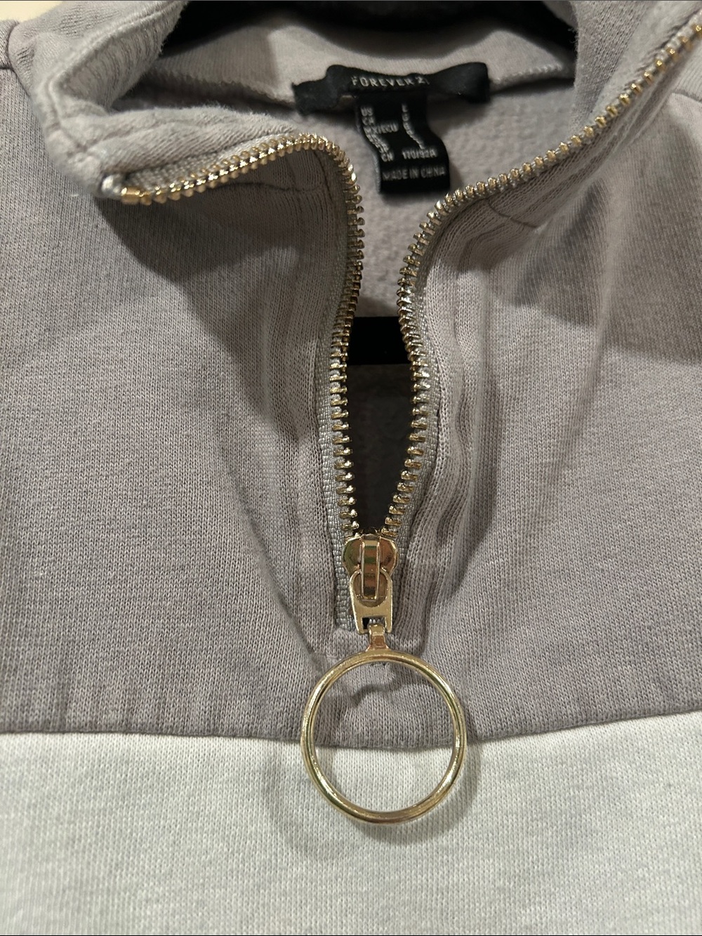 Forever 21 Gray, White & Lavender Colorblock Quarter-Zip Sweater Size L - Picture 3 of 8